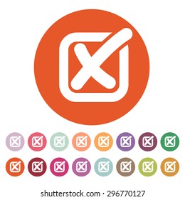 The check icon. Checkmark and checkbox, no, voting symbol. Flat Vector illustration. Button Set