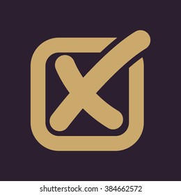 The check icon. Checkmark and checkbox, no, voting symbol. Flat Vector illustration