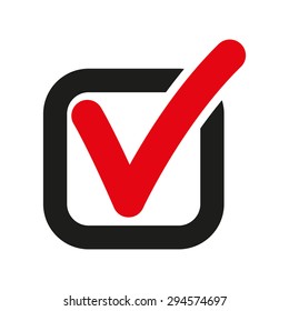 The check icon. Checkmark and checkbox, yes, voting symbol. Flat Vector illustration