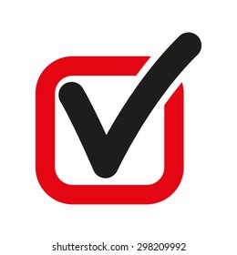 The check icon. Checkmark and checkbox, yes, voting symbol. Flat Vector illustration