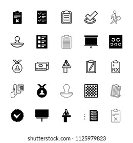 Check icon. collection of 25 check filled and outline icons such as airport desk, medal, board, eye test, tick, credit card. editable check icons for web and mobile.