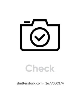 Check icon. Editable Vector Outline. Single Pictogram Linear symbol with thin outline.