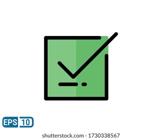 icono de verificación en el estilo de línea relleno aislado en el fondo blanco. EPS 10