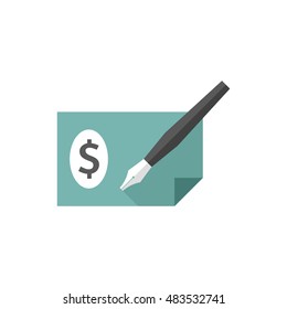 Check icon in flat color style. Money banking buying finance