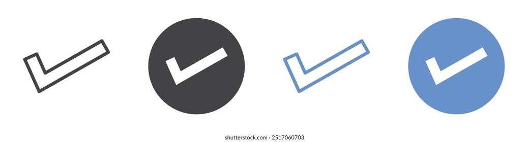 Check icon flat line symbol set.
