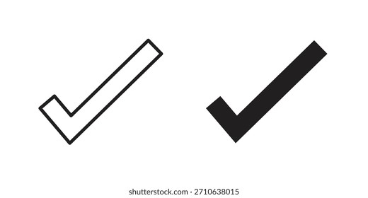 Icono de verificación. Colección de estilo plano y de trazo. símbolo simple