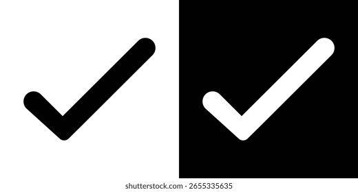 Check icon in flat version on black and white background