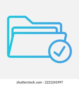 Check icon in gradient style about folders, use for website mobile app presentation