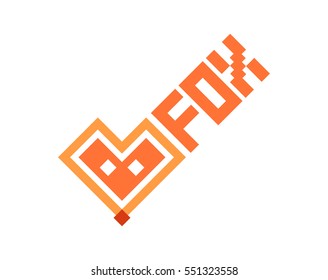 Check Icon Illustration with Red Fox Face isolated on white background. Vector Emblem of Okay
