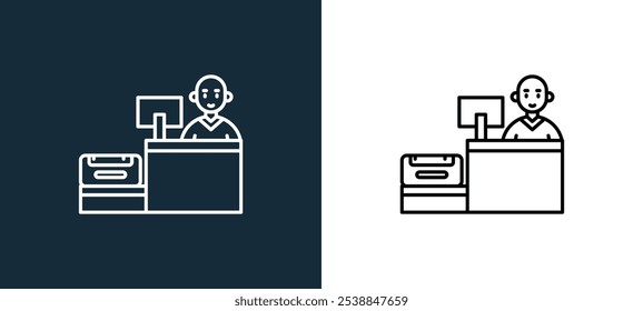 Icono de Vector lineal de la colección del aeropuerto para los App móviles, el Web y la interfaz de usuario.