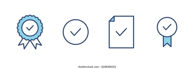 Markieren Sie die Einstellung der Symbolzeile. Genehmigen Sie die Gruppe der linearen Zeichen einzeln auf weiß. Business Blue Symbole Sammlung Vektorgrafik.