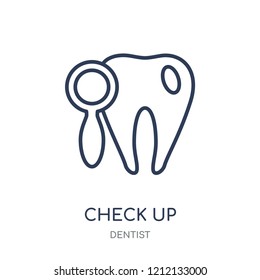 Check up icon. Check up linear symbol design from Dentist collection. Simple outline element vector illustration on white background.