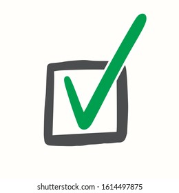 Check icon. list buttons. Vector check mark in square sign. Doodle style drawing.