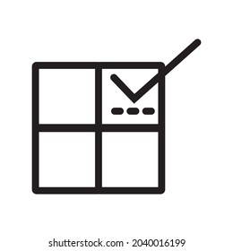 check icon or logo vector illustration of isolated sign symbol, vector illustration with high quality black outline.