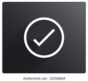 Check icon with long shadow on black background