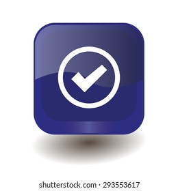 check icon on dark blue button