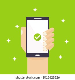 check icon on screen smartphone