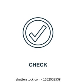 Check icon outline style. Thin line creative Check icon for logo, graphic design and more.