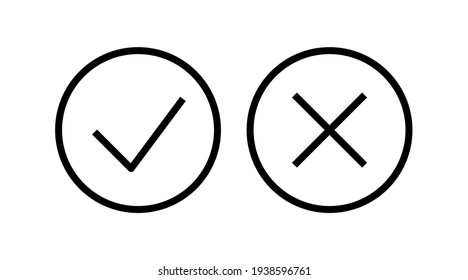 Check Icon right wrong marks and crosses signs set of line vector mark buttons.vector illustration