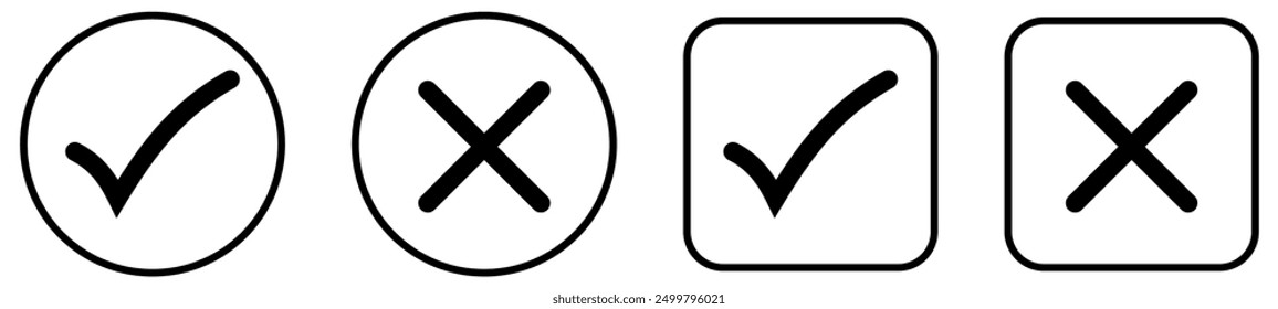 -Check Icon right wrong marks and crosses signs set of line vector mark buttons.vector illustration.