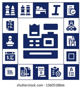 check icon set. 17 filled check icons.  Simple modern icons about  - Chess, Clipboard, Stamp, Cash register, Cheque, Tasks, Document, Ssl, Cash machine, Agreement, Italic, Register
