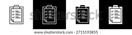 Check In icon set in line and glyph style on black and white background