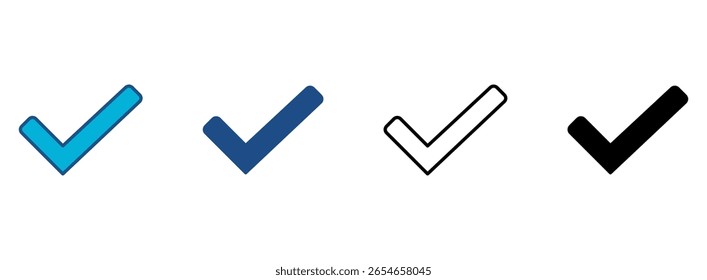 Check Icon Set With Multiple Styles. Vector Illustration