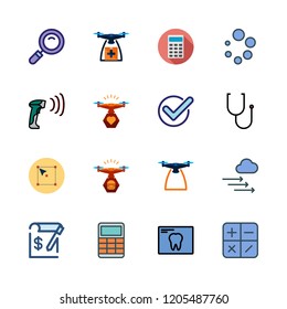 check icon set. vector set about loupe, drone, pressure and x ray icons set.