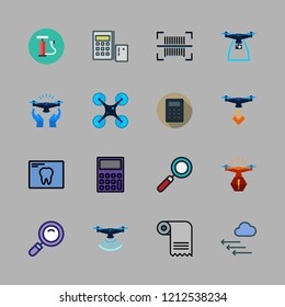 check icon set. vector set about loupe, x ray, pressure and drone icons set.