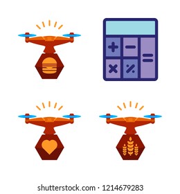 check icon set. vector set about calculator and drone icons set.