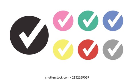 Check Icon Set. Vector isolated editable color icons set