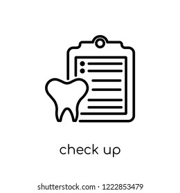 Check up icon. Trendy modern flat linear vector Check up icon on white background from thin line Dentist collection, editable outline stroke vector illustration