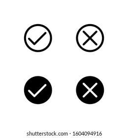 Check icon true and false. With outline and glyph style