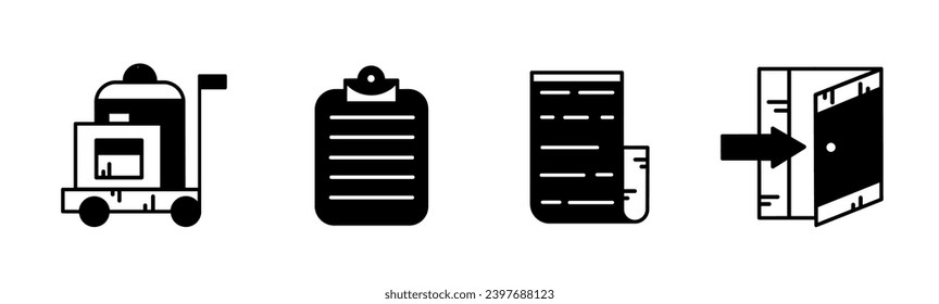 Check in icon vector black and white Illustration design for business. Stock vector.