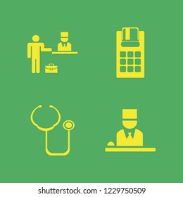 check icon. check vector icons set hotel reception, stethoscope, check in hotel and pos terminal