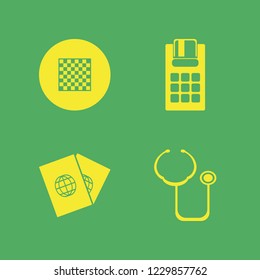 check icon. check vector icons set chess board, stethoscope, passports and pos terminal