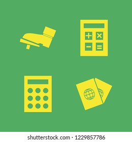 check icon. check vector icons set foot on the pedal, passports and calculator