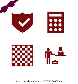check icon. check vector icons set chess board, calculator, shield check and check in hotel
