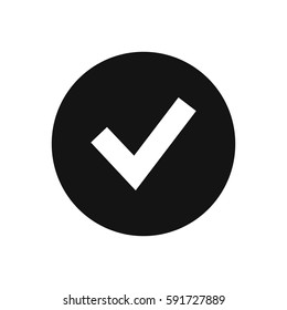Check icon vector illustration in black circle on white background