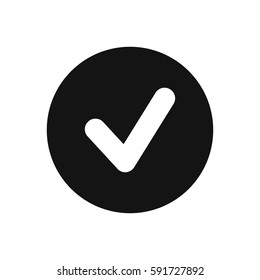 Check icon vector illustration in black circle on white background