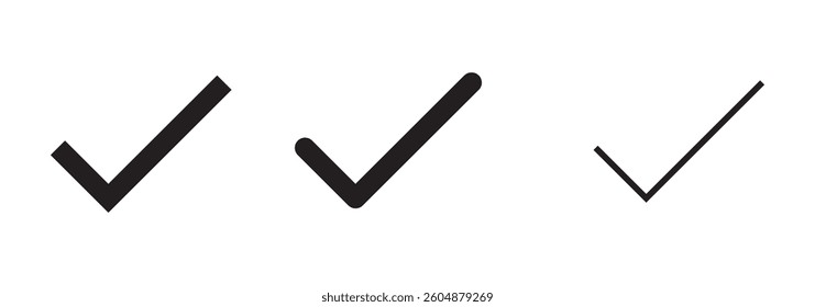 Check icon vector isolated on white background. check mark icon. check list button icon. Tick