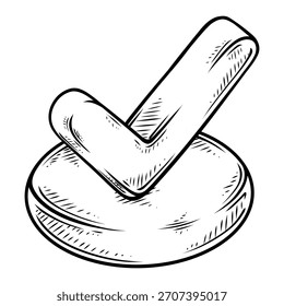 check icon vector with line art hand drawn illustration