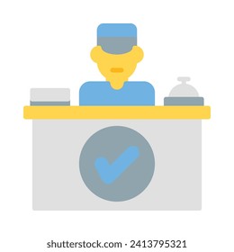 Check-in-Icon-Vektorgrafik oder Logo-Illustration mit flachem Farbstil 