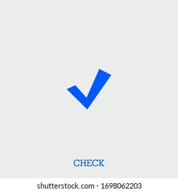 icono de verificación. comprobar vector en fondo gris