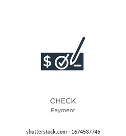 Check icon vector. Trendy flat check icon from payment collection isolated on white background. Vector illustration can be used for web and mobile graphic design, logo, eps10