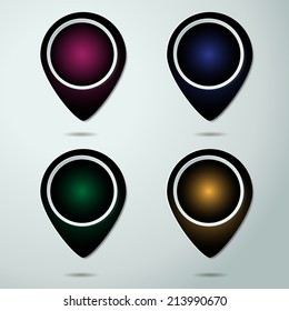 check in icon website set of 4 design element. isolated, Point.