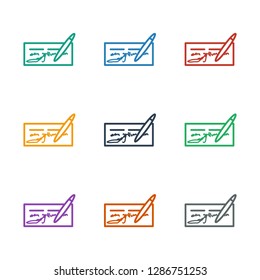 check icon white background. Editable outline check icon from finance. Trendy check icon for web and mobile.