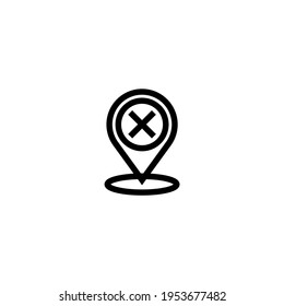 Check Icon X Location with line style. Can be used for UI or UX, presentations, social media, websites, and more.