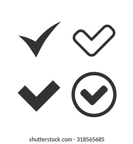 Check icons. Checkbox confirm circle sign symbols. Flat icons on white. Vector