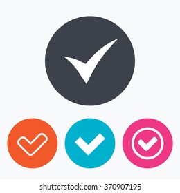 Check icons. Checkbox confirm circle sign symbols. Circle flat buttons with icon.